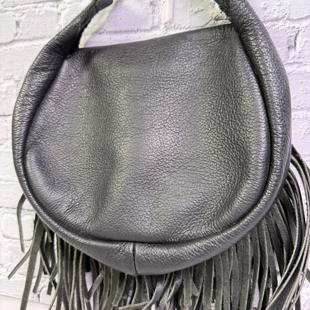 Vintage Harley Davidson Leather Fringe Hip Bag Purse Black Shoulder Bag No Strap - Picture 6 of 15